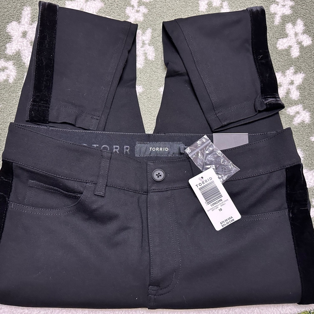 Torrid Black Ponte Bombshell Velvet Stripe Pants